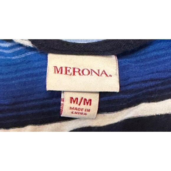 Merona Mini Sundress Blue Stripes w/Stretch Waist Rayon Blend Junior's Size M - Picture 5 of 14